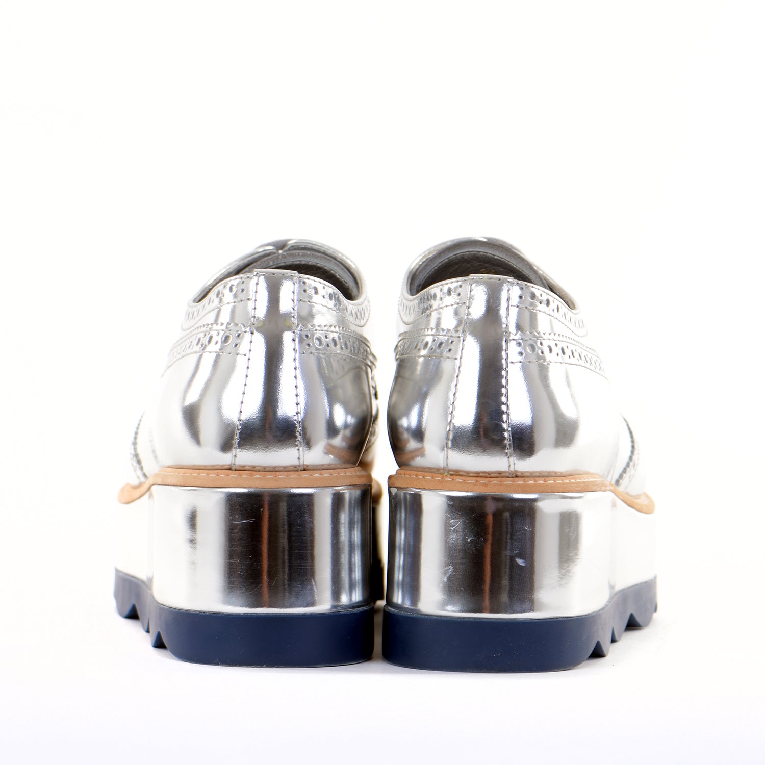Silver Leather Platform Brogues