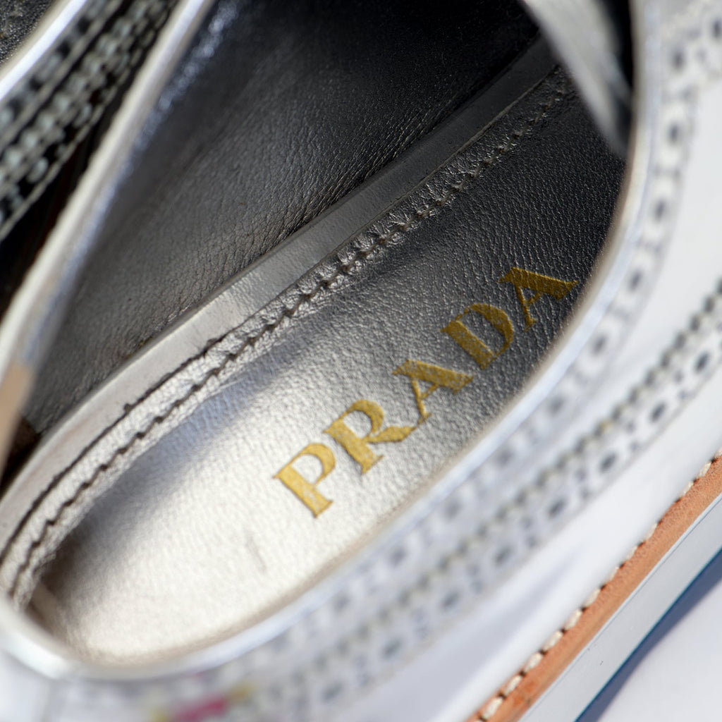 Silver Leather Platform Brogues