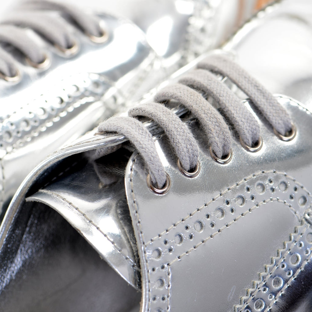 Silver Leather Platform Brogues