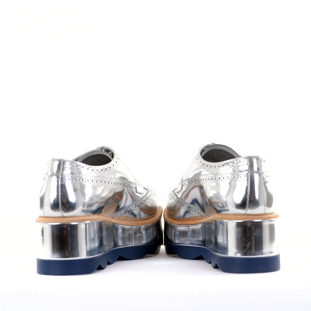 Silver Leather Platform Brogues