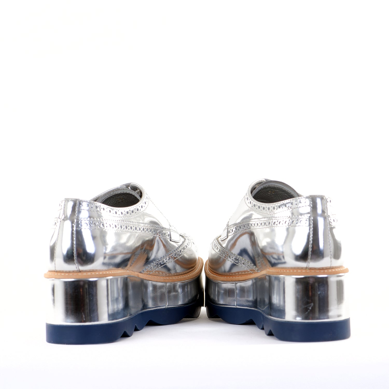 Silver Leather Platform Brogues