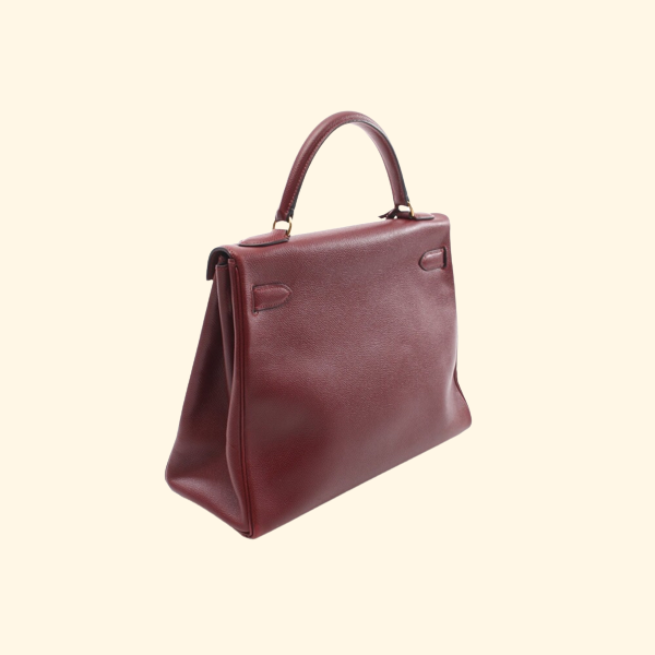HermÃƒÆ’Ã‚Â¨s Kelly 32 Rouge Handbag Kushbell Red Gold Bracket Inner Sewing