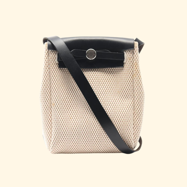 HermÃƒÆ’Ã‚Â¨s Yale Bag Tpm Shoulder Bag Toile Gm Leather Ivory Black