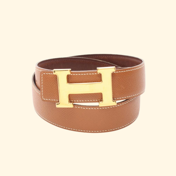 HermÃƒÆ’Ã‚Â¨s Constance H-Belt Gold Belt Courchevel Leather Light Brown