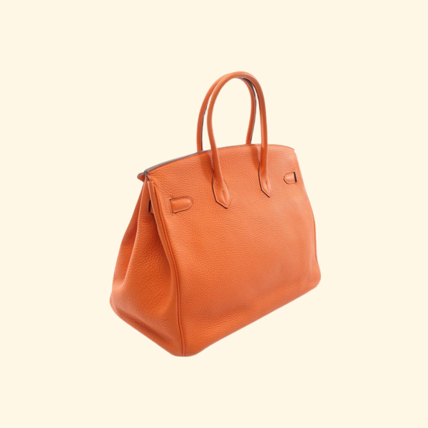 HermÃƒÆ’Ã‚Â¨s Birkin 35 Feu Handbag Togo Orange Gold Hardware