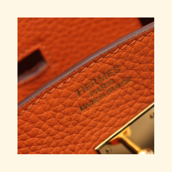 HermÃƒÆ’Ã‚Â¨s Birkin 35 Feu Handbag Togo Orange Gold Hardware
