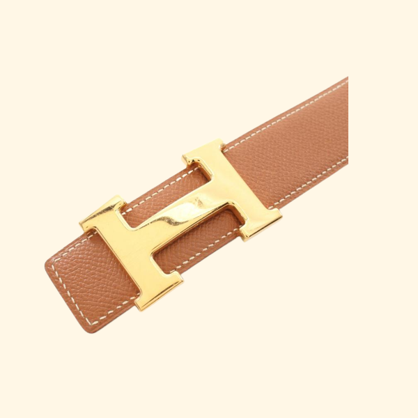 HermÃƒÆ’Ã‚Â¨s Constance H-Belt Gold Belt Courchevel Leather Light Brown