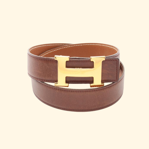 HermÃƒÆ’Ã‚Â¨s Constance H-Belt Gold Belt Courchevel Leather Light Brown