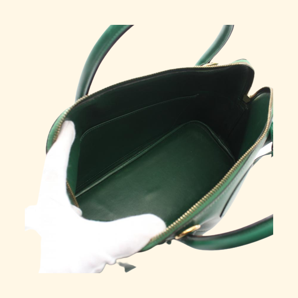 HermÃƒÆ’Ã‚Â¨s Bolide 31 Handbag Box Calf Green Gold Hardware