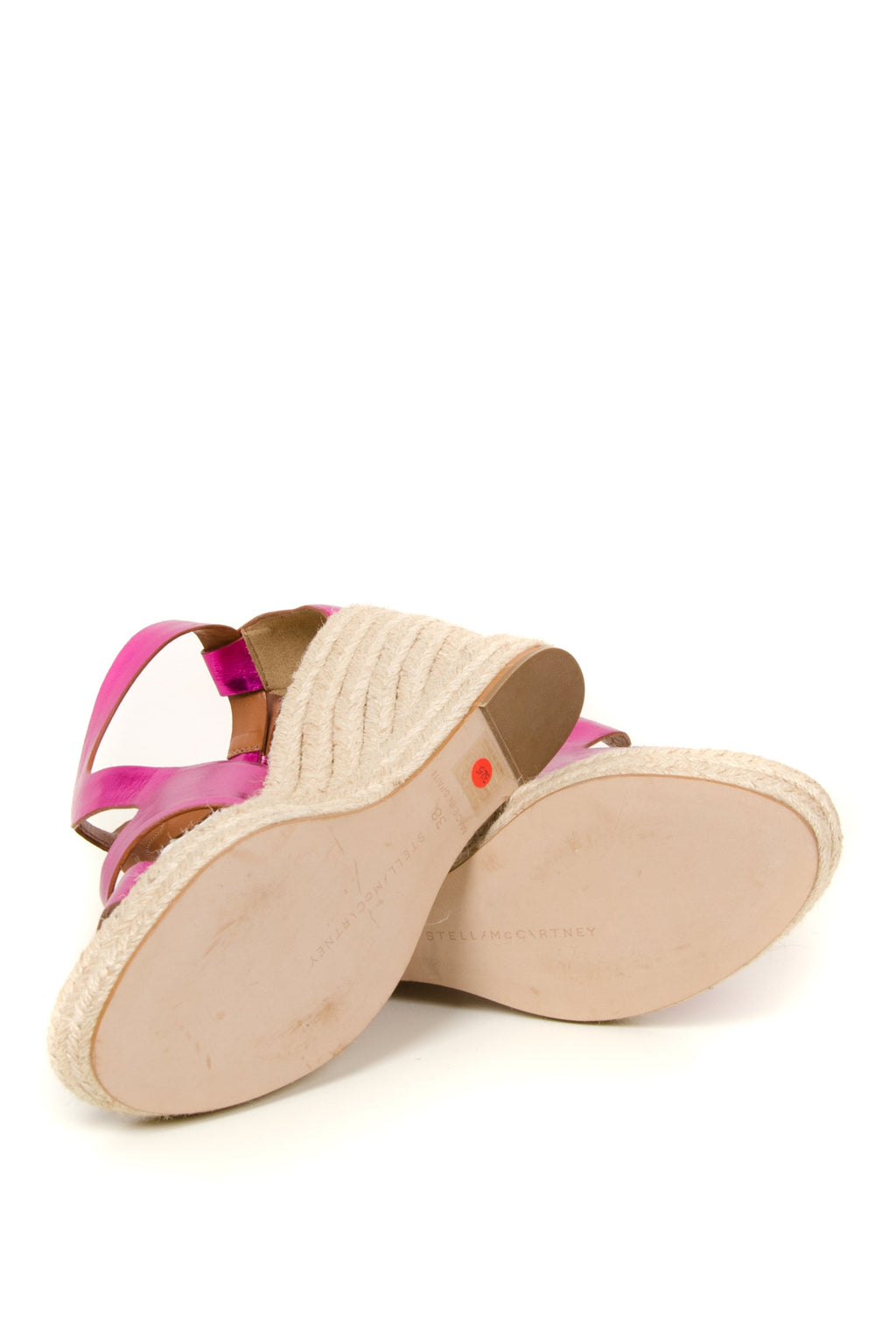Pink Leather Wedge Sandals