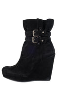 Stuart Weitzman Black Suede Round Toe Ankle Booties 9
