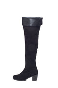 Stuart Weitzman Black Suede and Leather Trim Boots 5.5