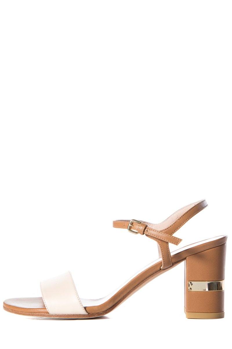 Stuart Weitzman Tan Leather Color-Block Sandals SZ 7.5