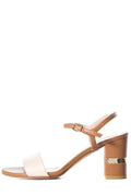 Stuart Weitzman Tan Leather Color-Block Sandals SZ 7.5