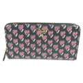 PRADA Long Wallet Purse 1ML506 leather Black x Gold Metal Heart Pattern With logo Zip Around Women Used