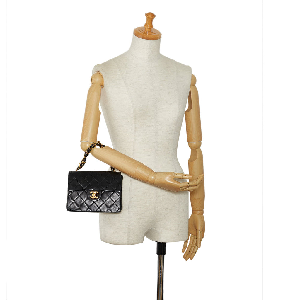 Chanel Classic Flap Mini Black Square Lambskin Gold