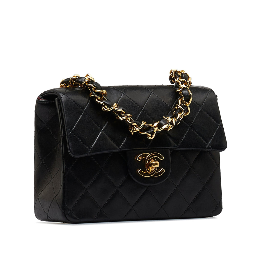 Chanel Classic Flap Mini Black Square Lambskin Gold