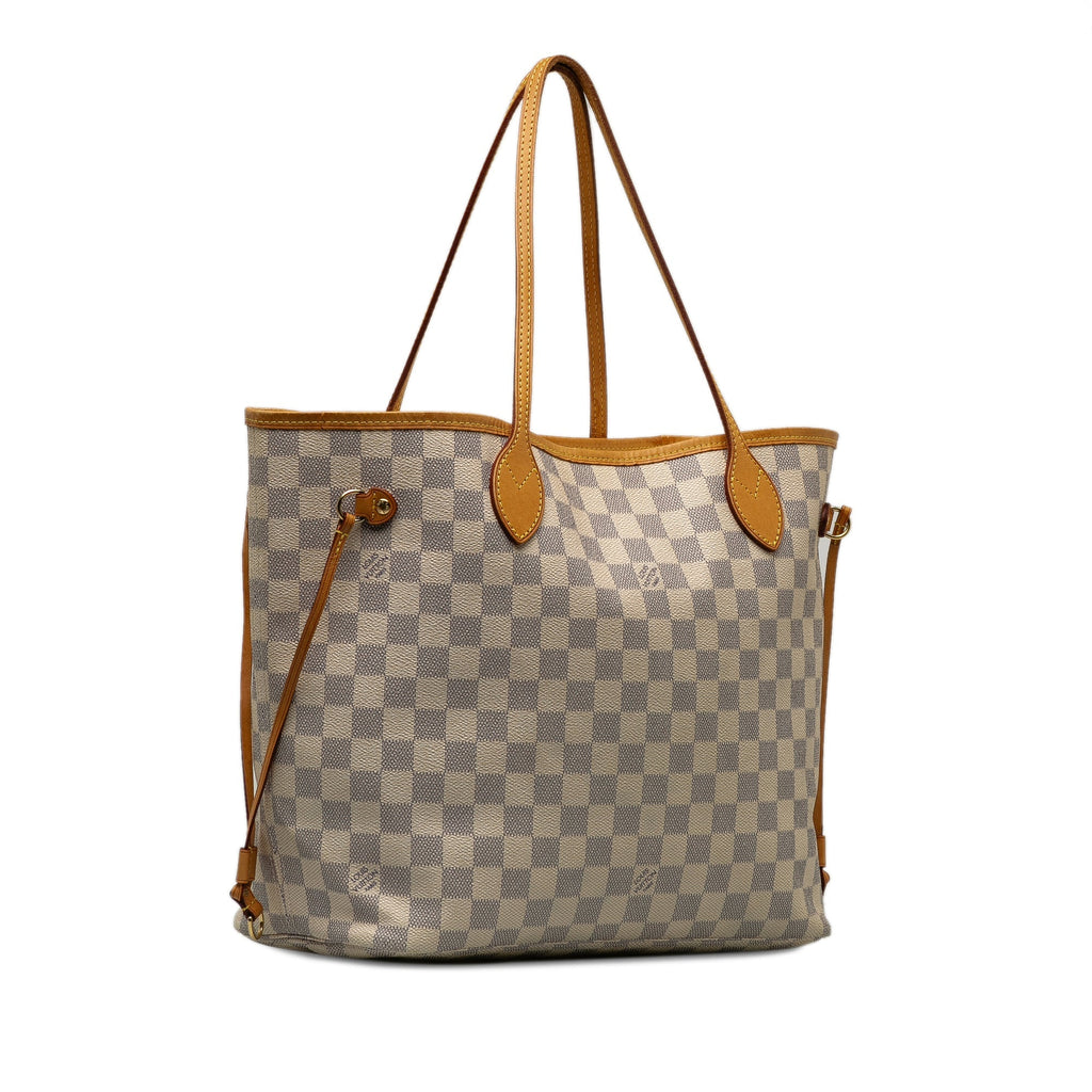 White Louis Vuitton Damier Azur Neverfull MM Tote Bag