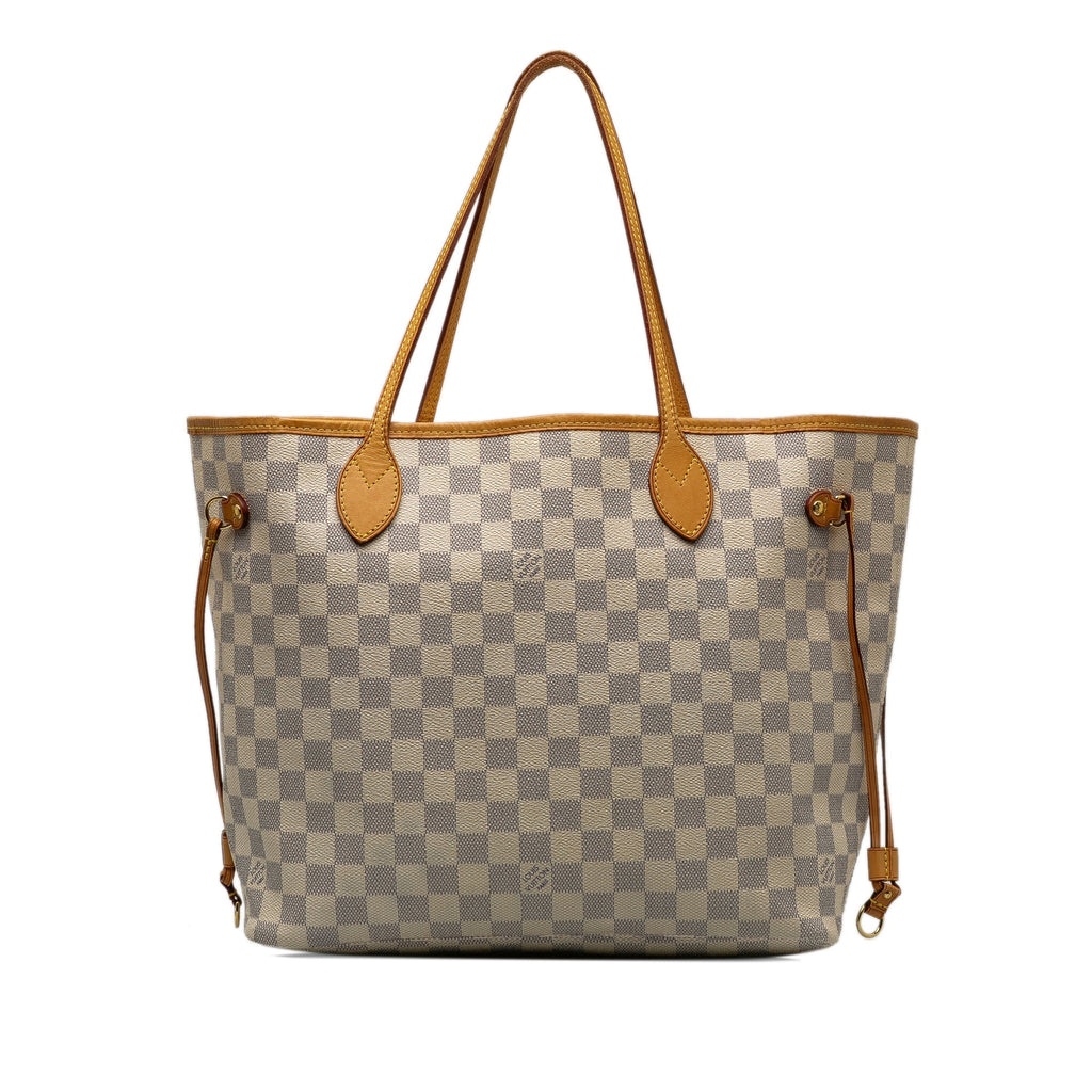 White Louis Vuitton Damier Azur Neverfull MM Tote Bag