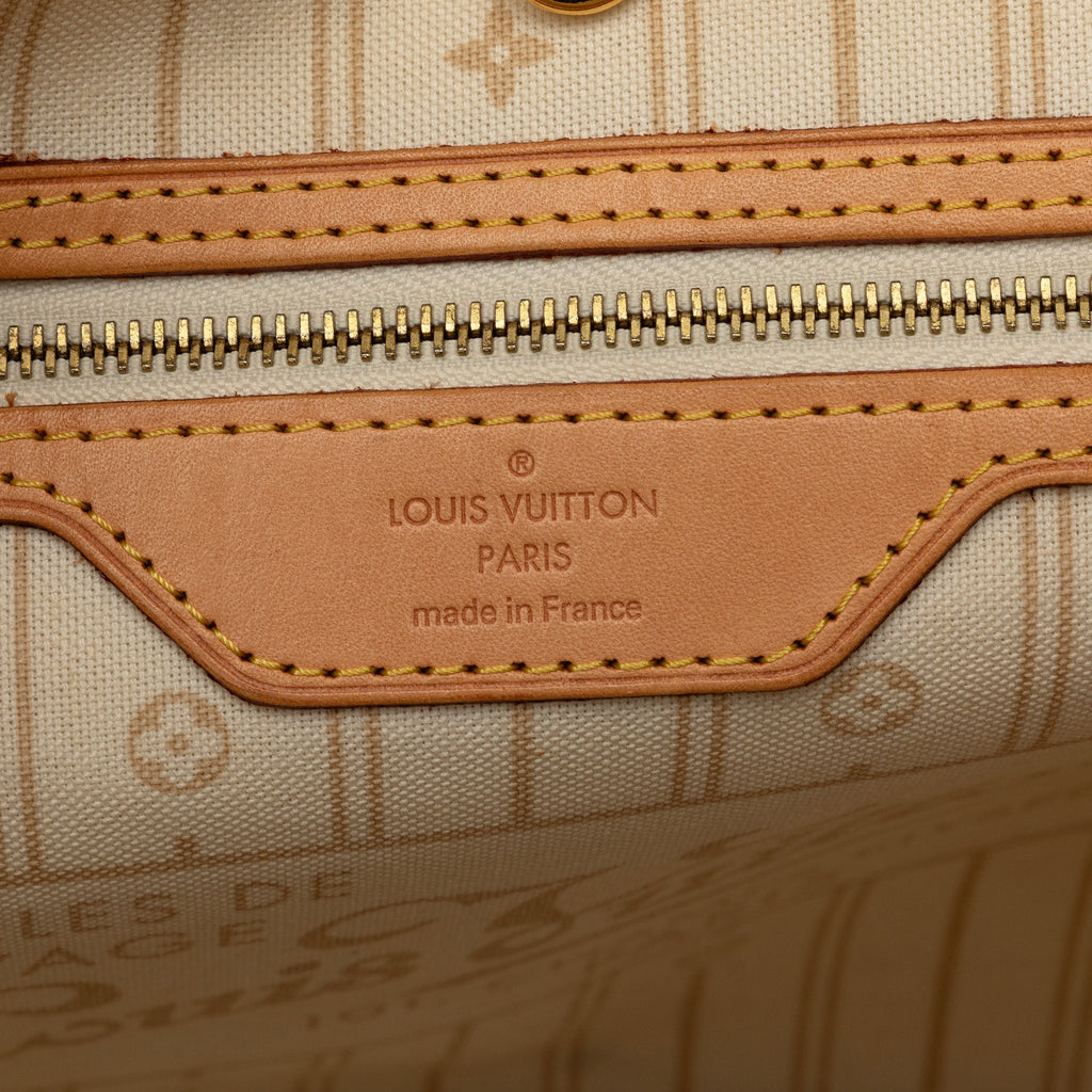 White Louis Vuitton Damier Azur Neverfull MM Tote Bag