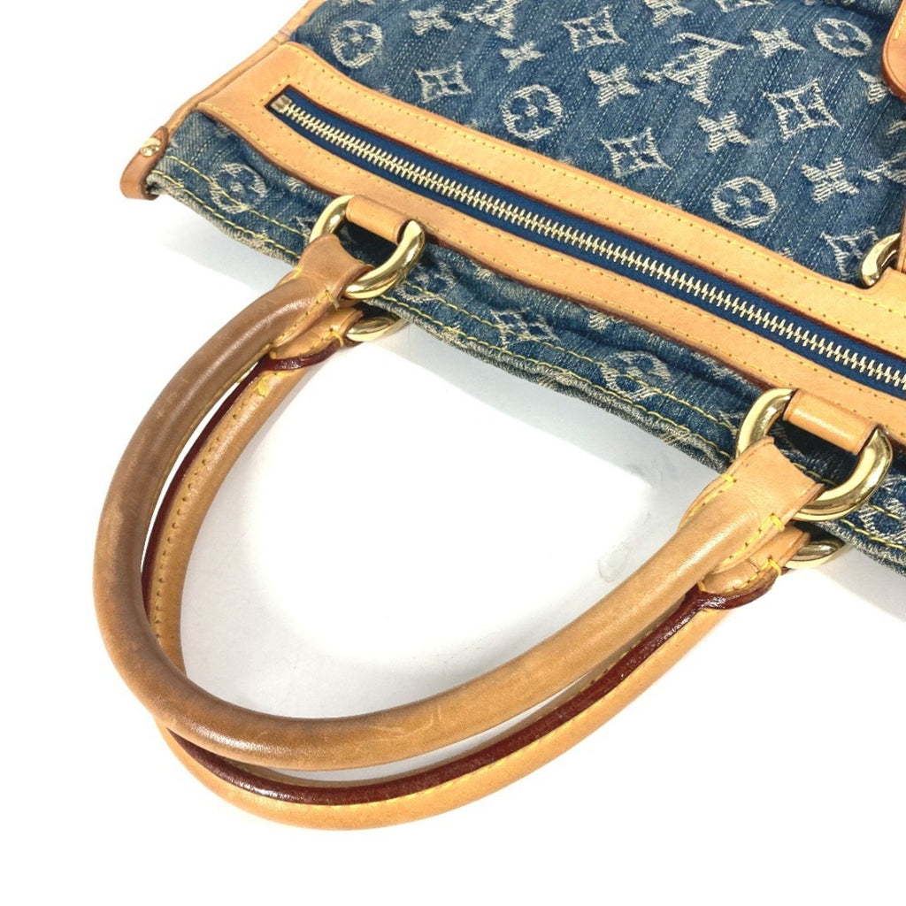 Denim Sac Plat Tote with Name Tag and Slight Wear