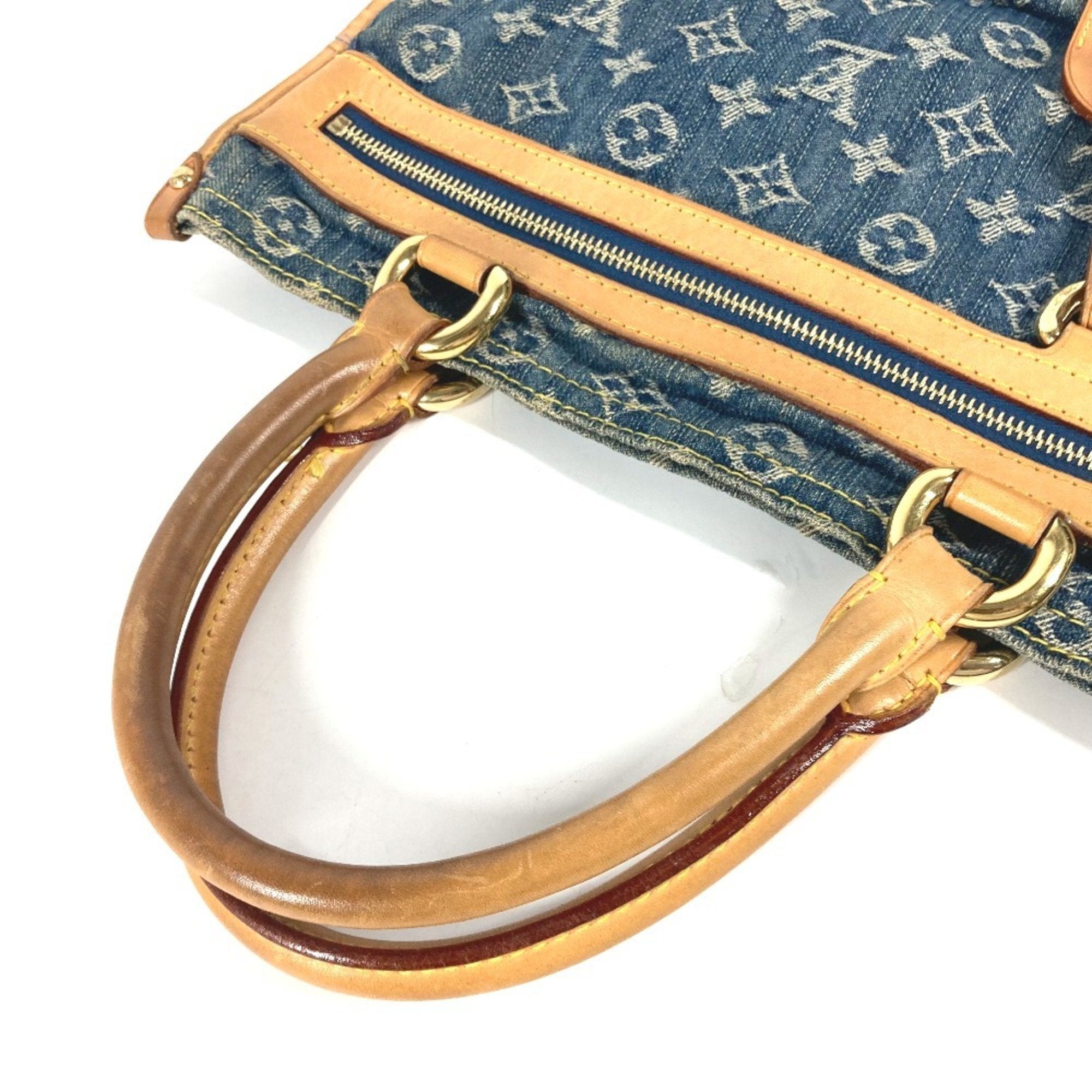 Denim Sac Plat Tote with Name Tag and Slight Wear