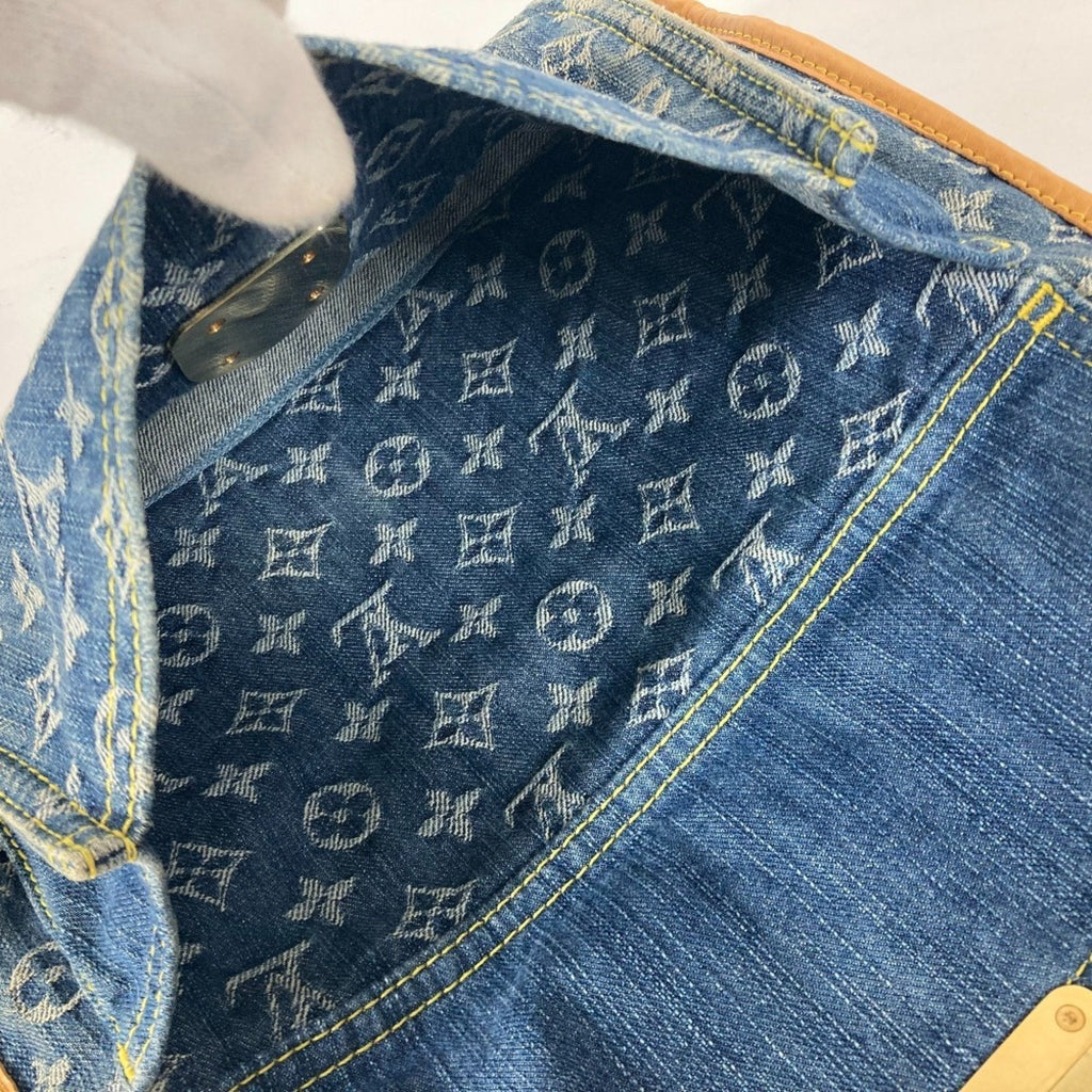 Denim Sac Plat Tote with Name Tag and Slight Wear