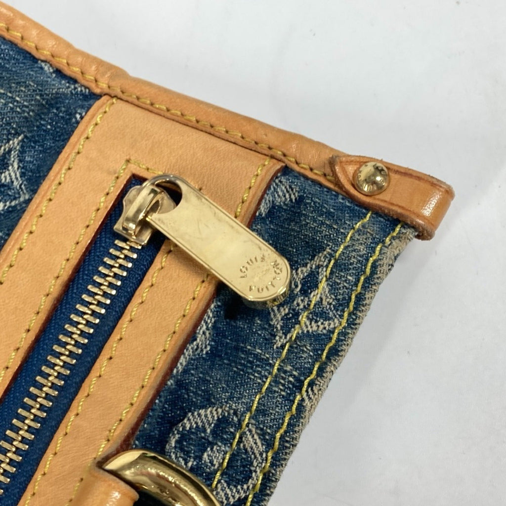 Denim Sac Plat Tote with Name Tag and Slight Wear