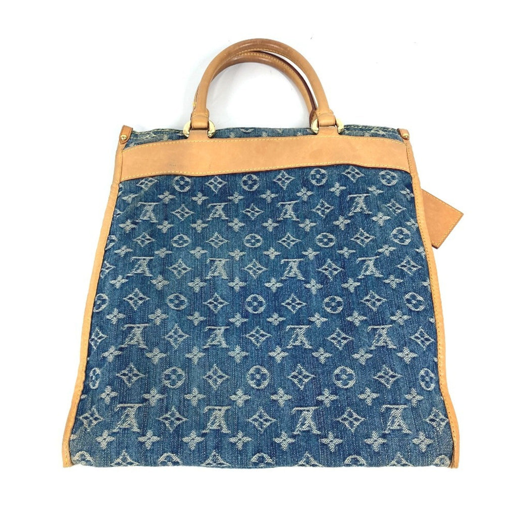 Denim Sac Plat Tote with Name Tag and Slight Wear