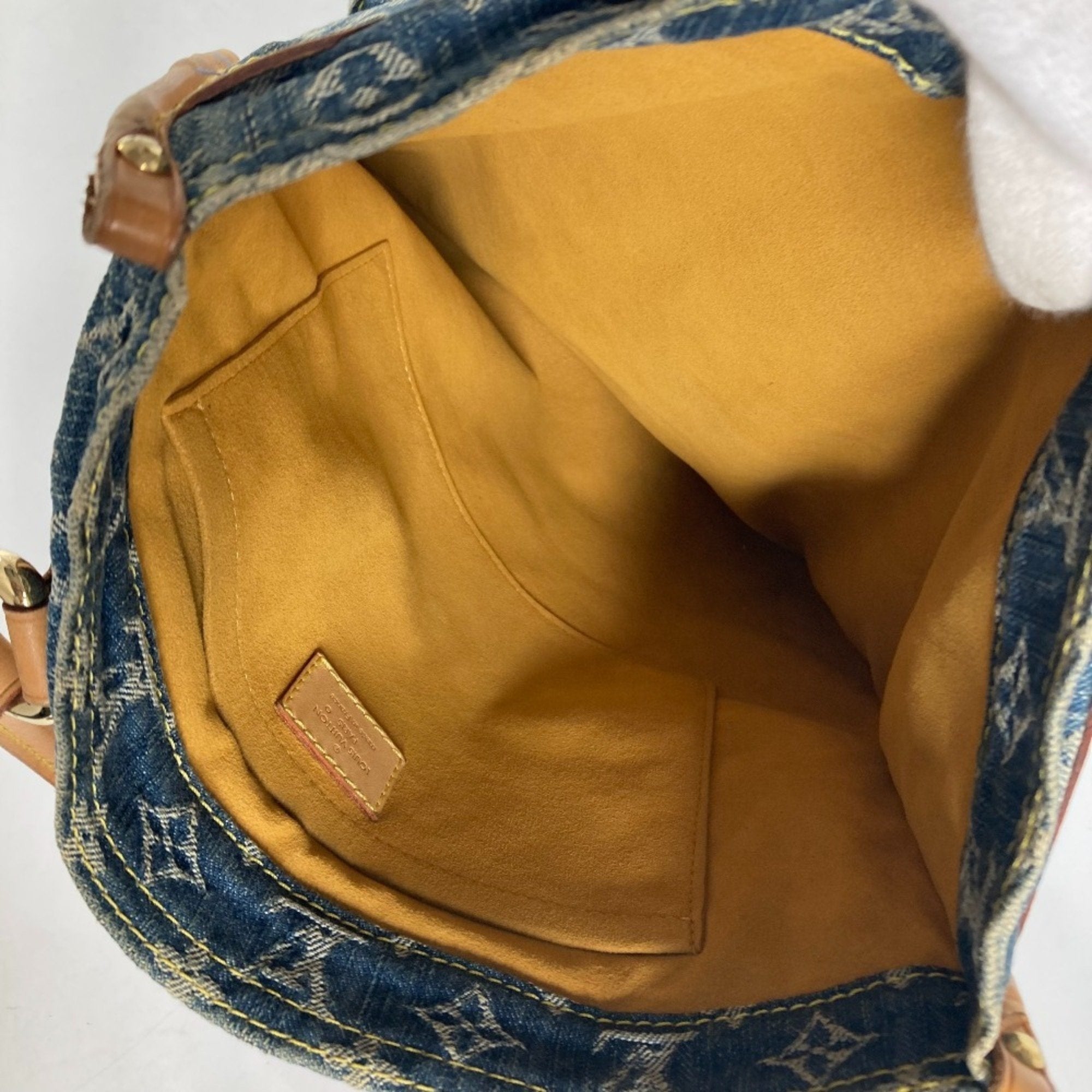 Denim Sac Plat Tote with Name Tag and Slight Wear