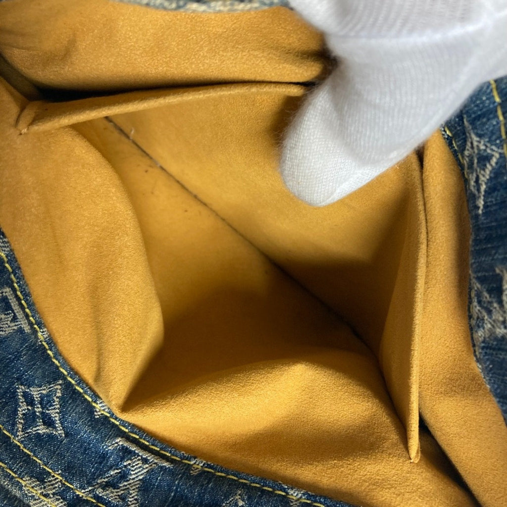 Denim Sac Plat Tote with Name Tag and Slight Wear