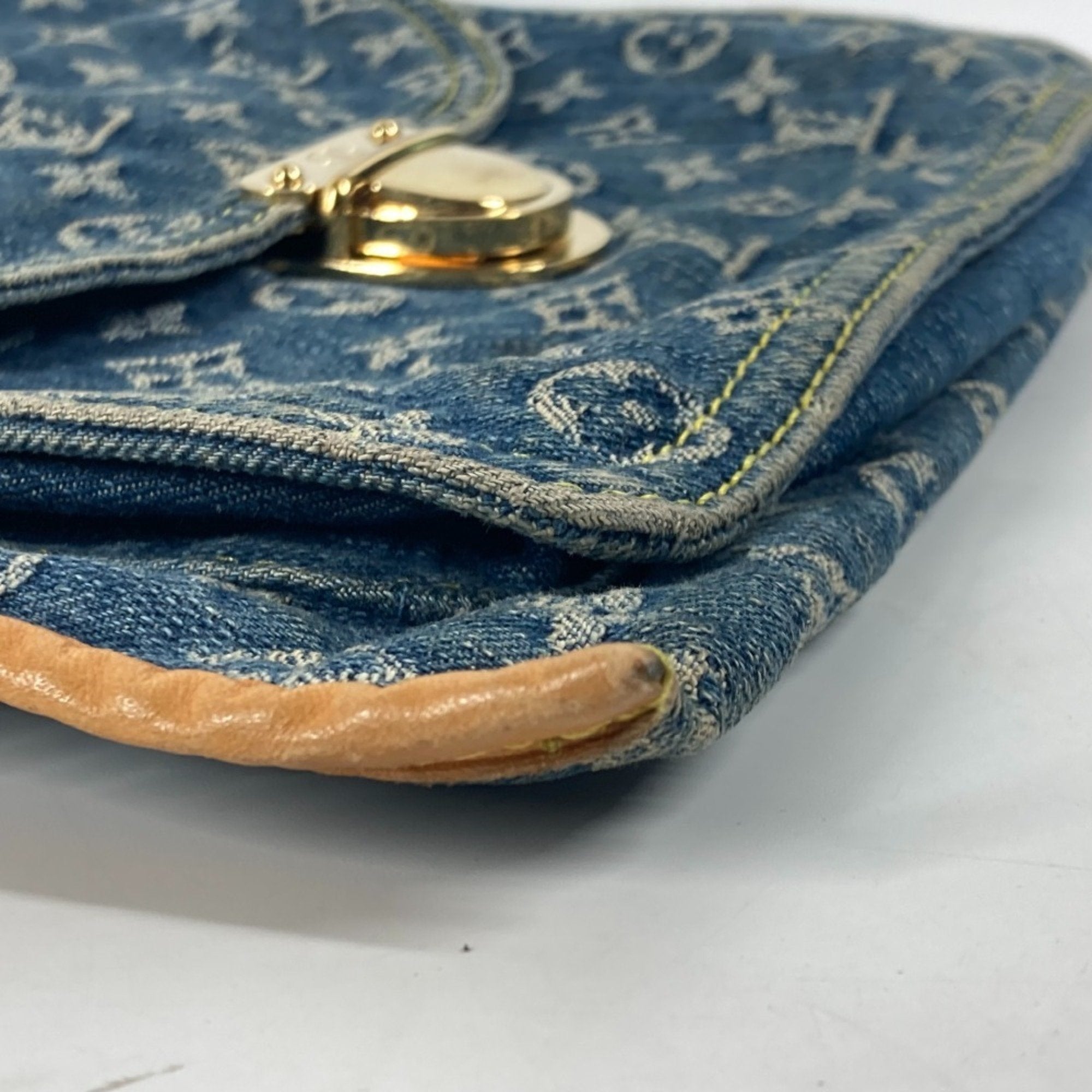 Denim Sac Plat Tote with Name Tag and Slight Wear