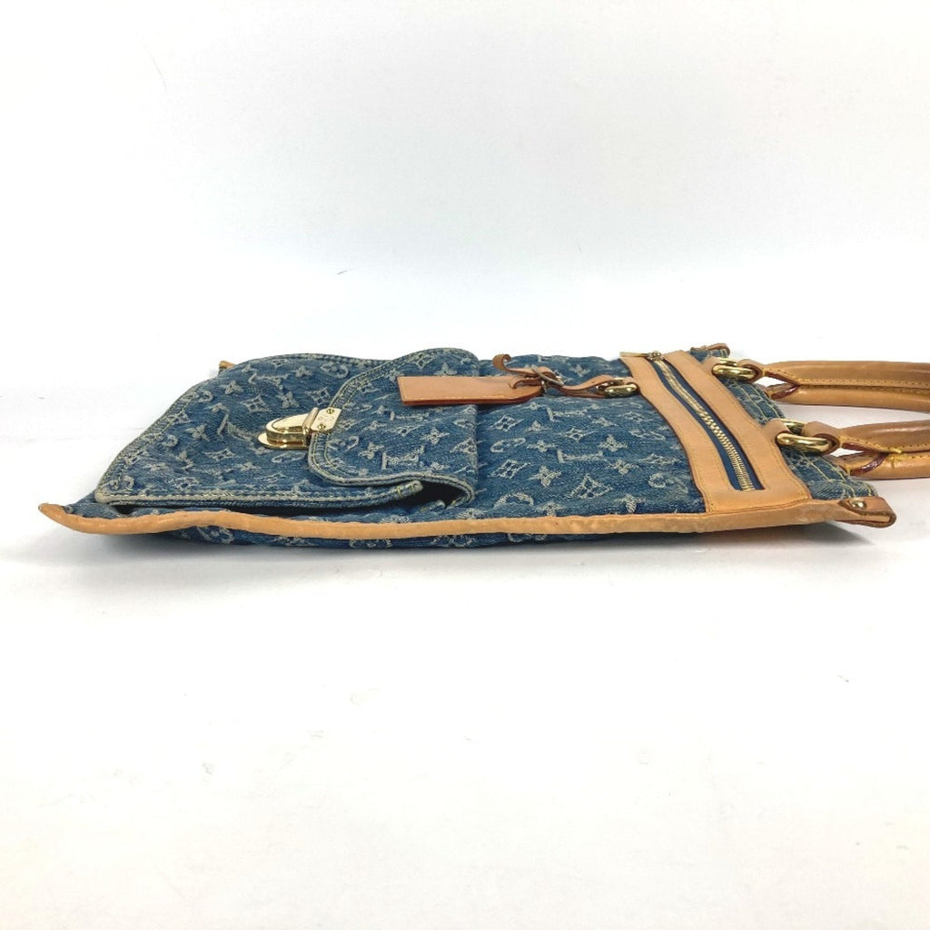Denim Sac Plat Tote with Name Tag and Slight Wear