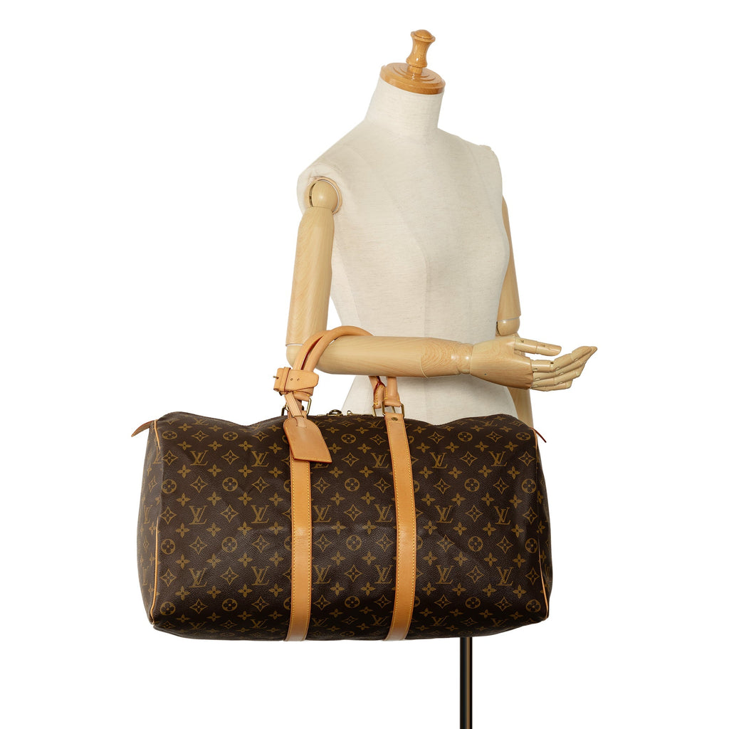 Brown Louis Vuitton Monogram Keepall 50 Travel Bag
