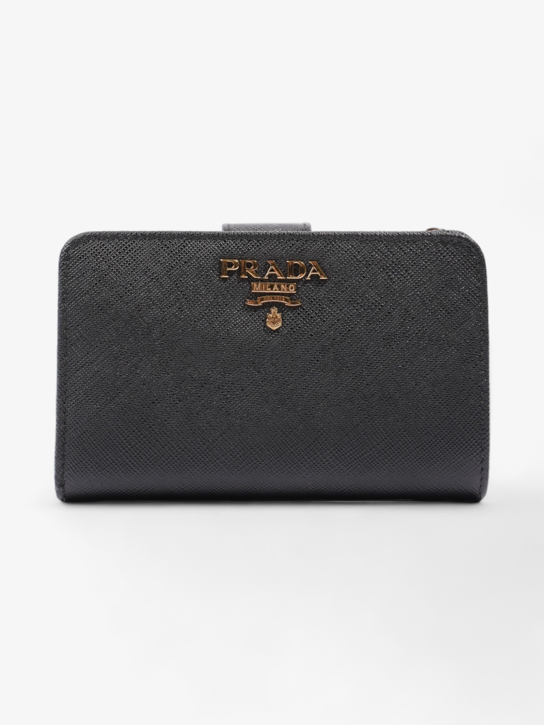 Prada Small Bifold Wallet Black Saffiano Leather