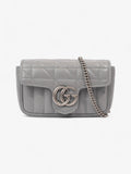 Gucci GG Marmont Grey Matelasse Leather Super Mini