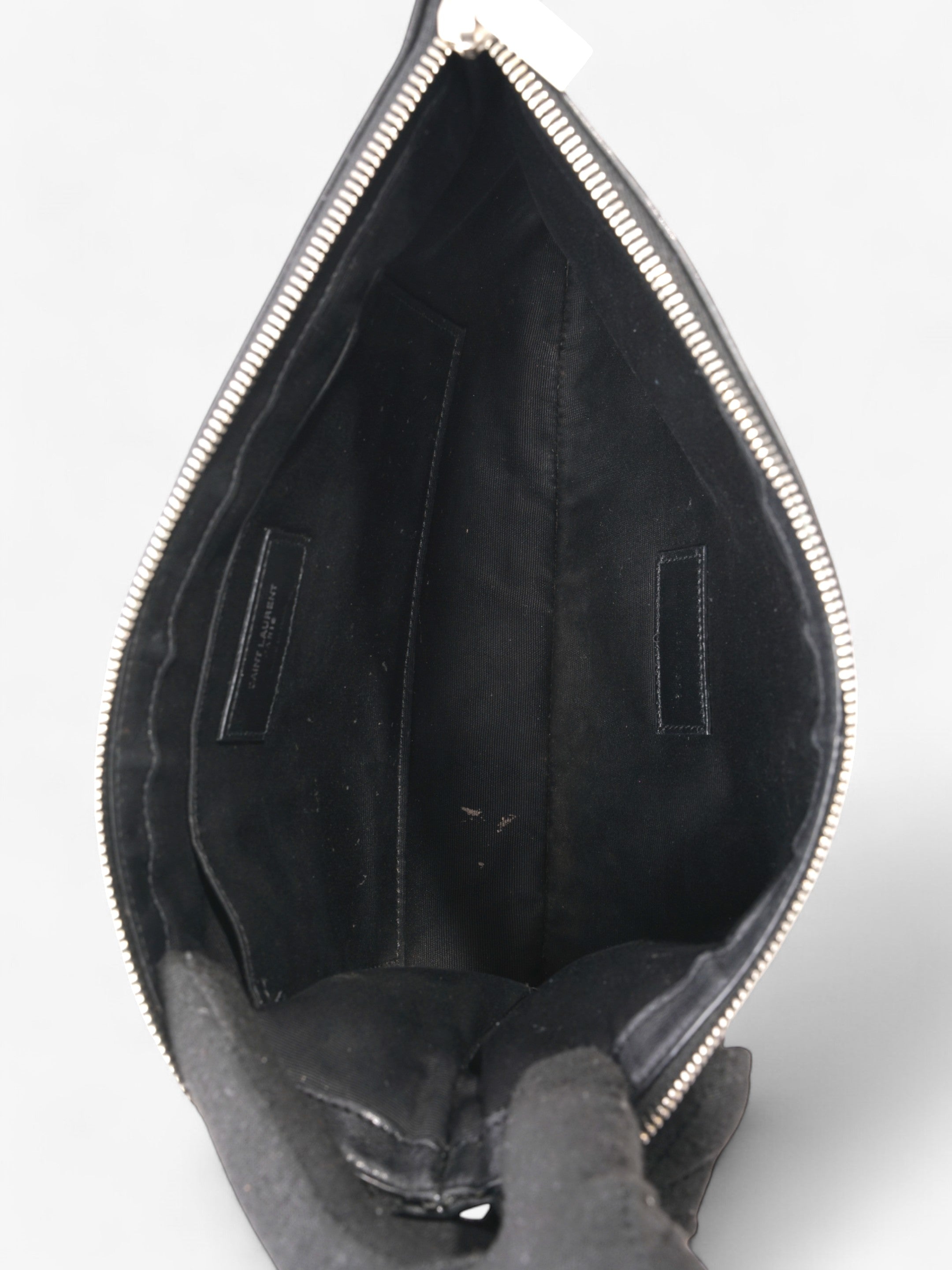 Saint Laurent Rive Gauche Clutch Black / White Canvas