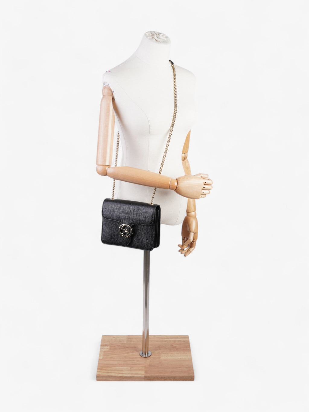 Gucci Dollar Interlocking G Black Calfskin Leather Small