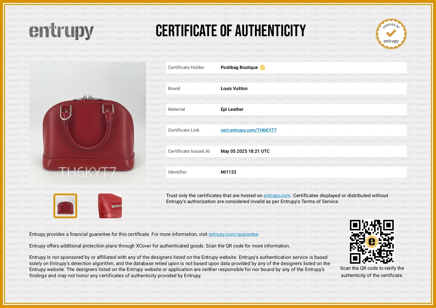 Louis Vuitto Alma BB Epi Leather Handbag