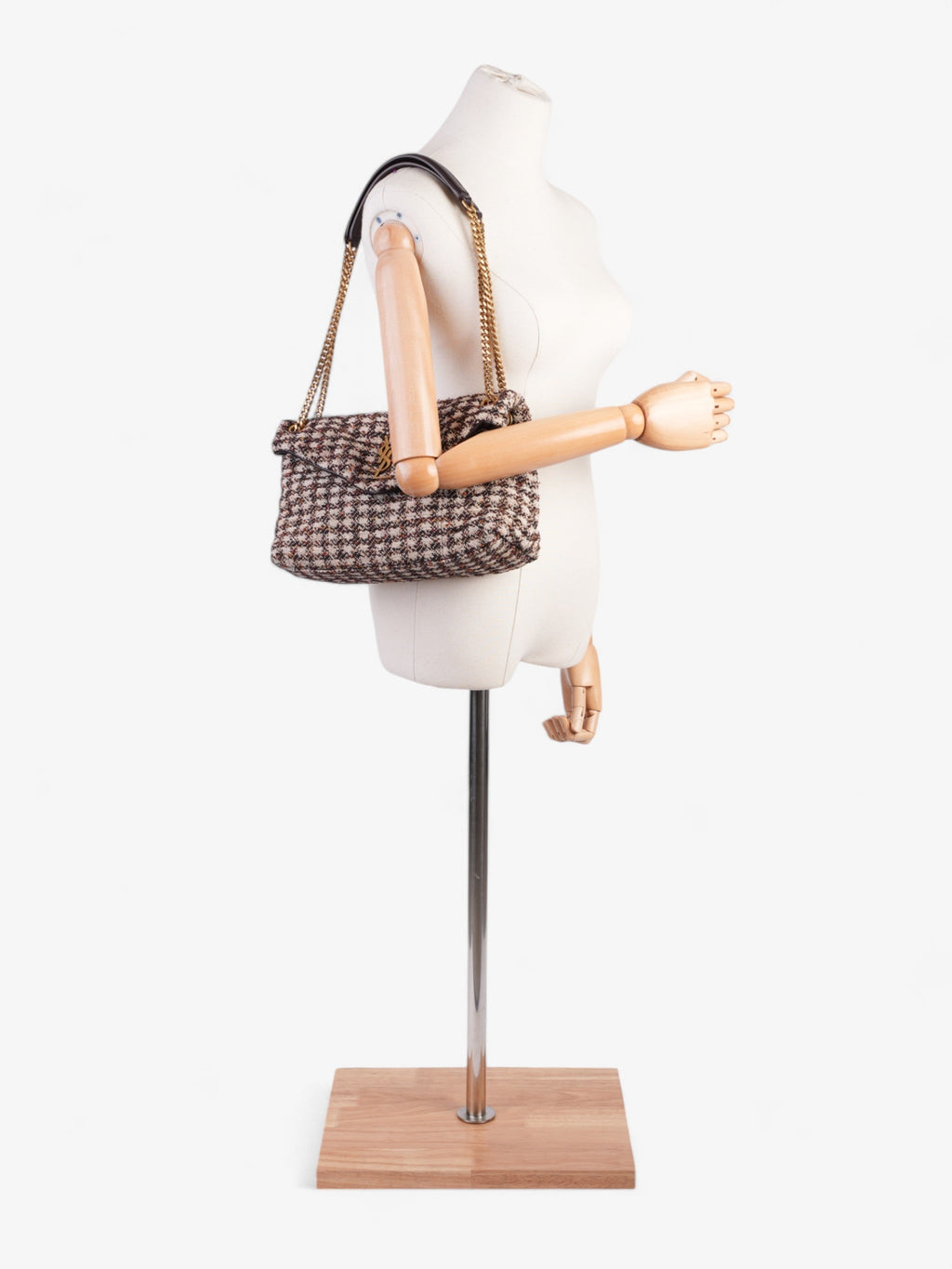 Saint Laurent Lou Lou Burgundy / Beige Tweed Medium