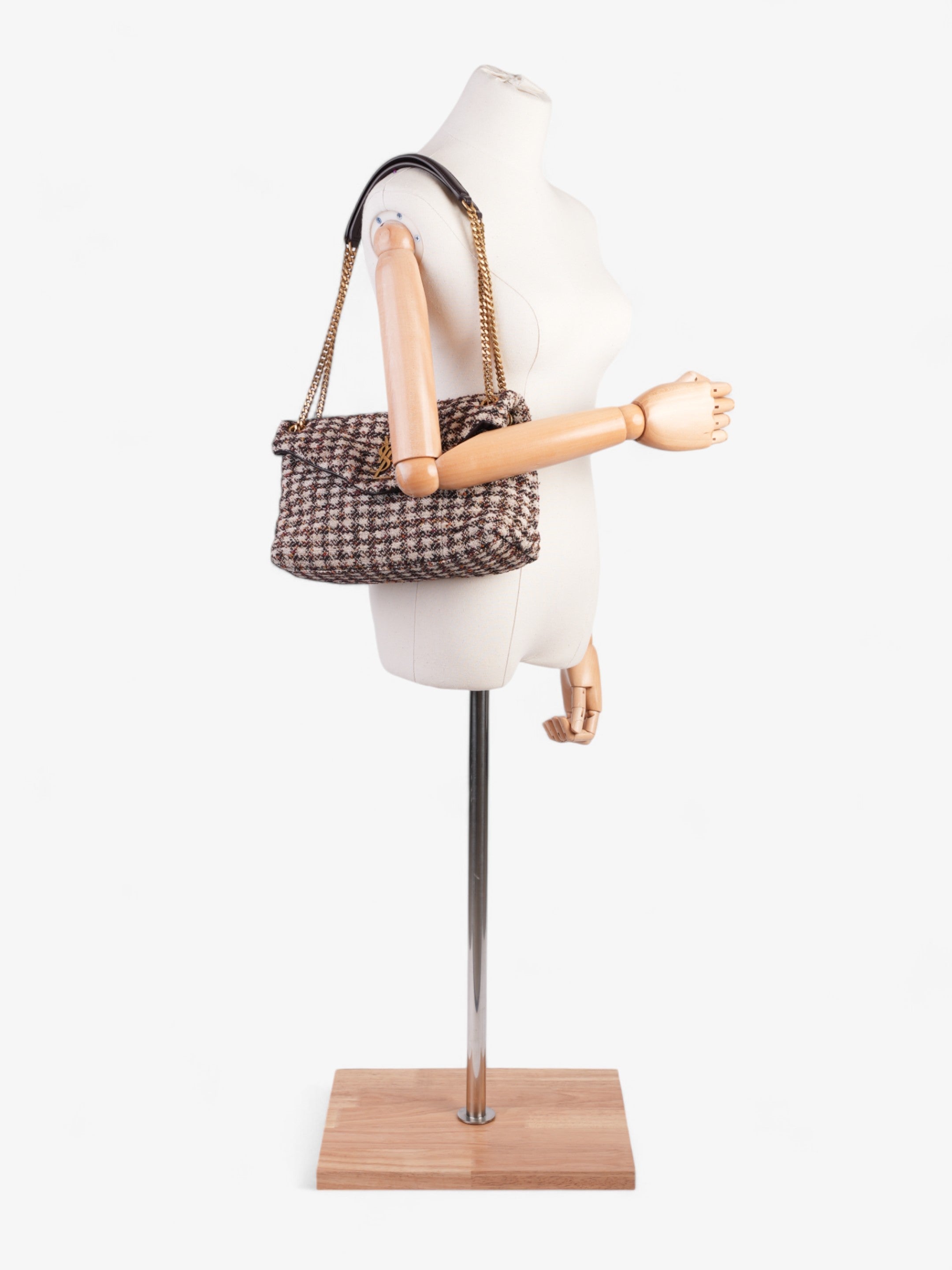 Saint Laurent Lou Lou Burgundy / Beige Tweed Medium