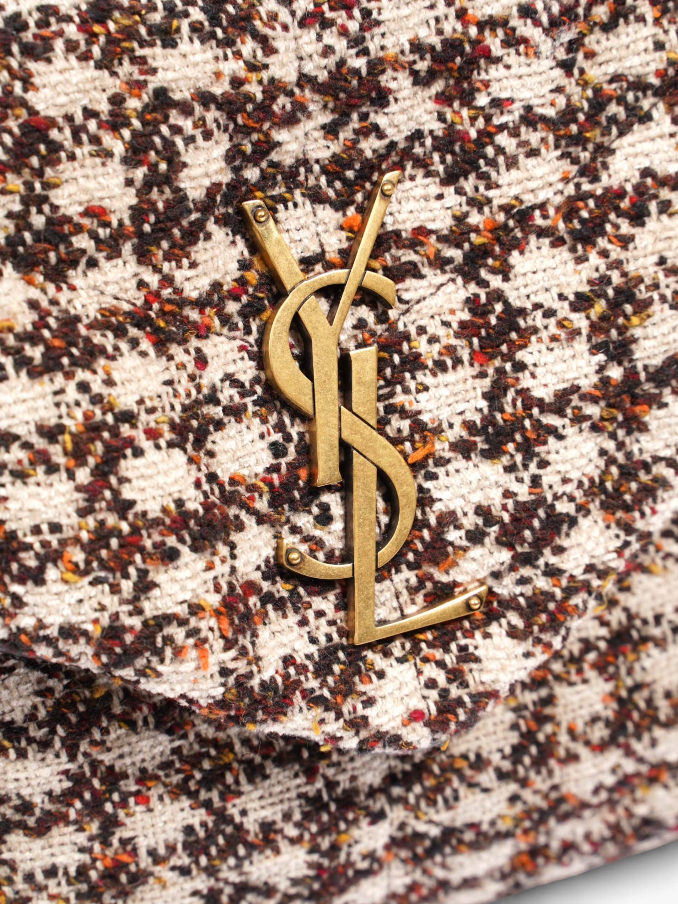 Saint Laurent Lou Lou Burgundy / Beige Tweed Medium