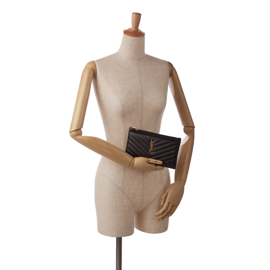 Yves Saint Laurent Clutch Black Quilted Leather