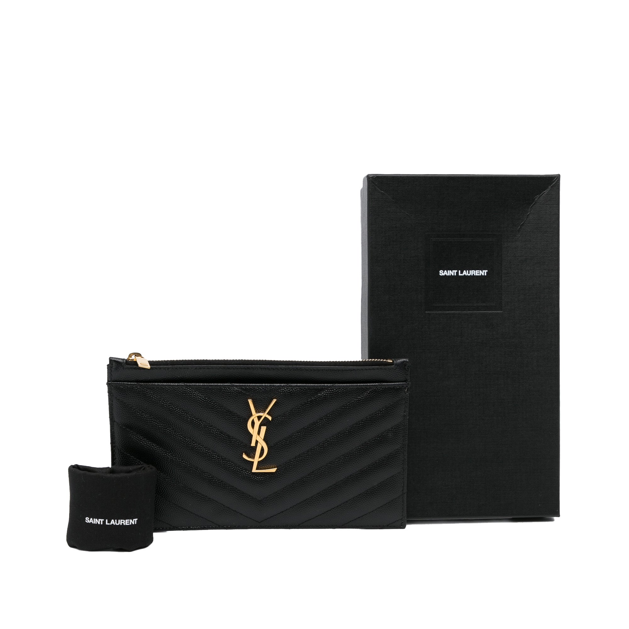 Yves Saint Laurent Clutch Black Quilted Leather