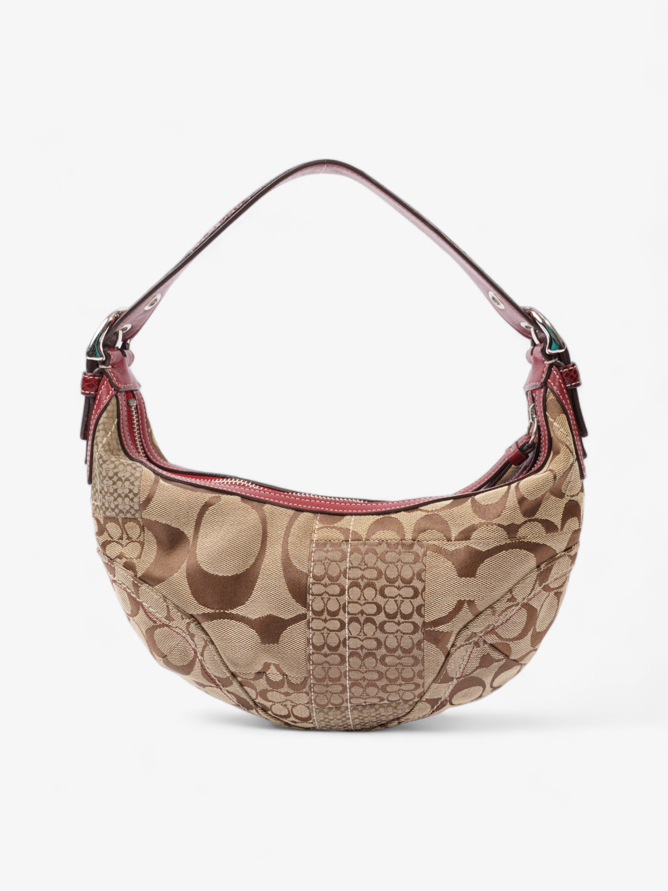 Coach Hobo Brown  / Red Canvas