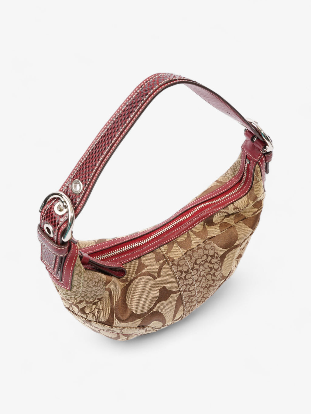 Coach Hobo Brown  / Red Canvas