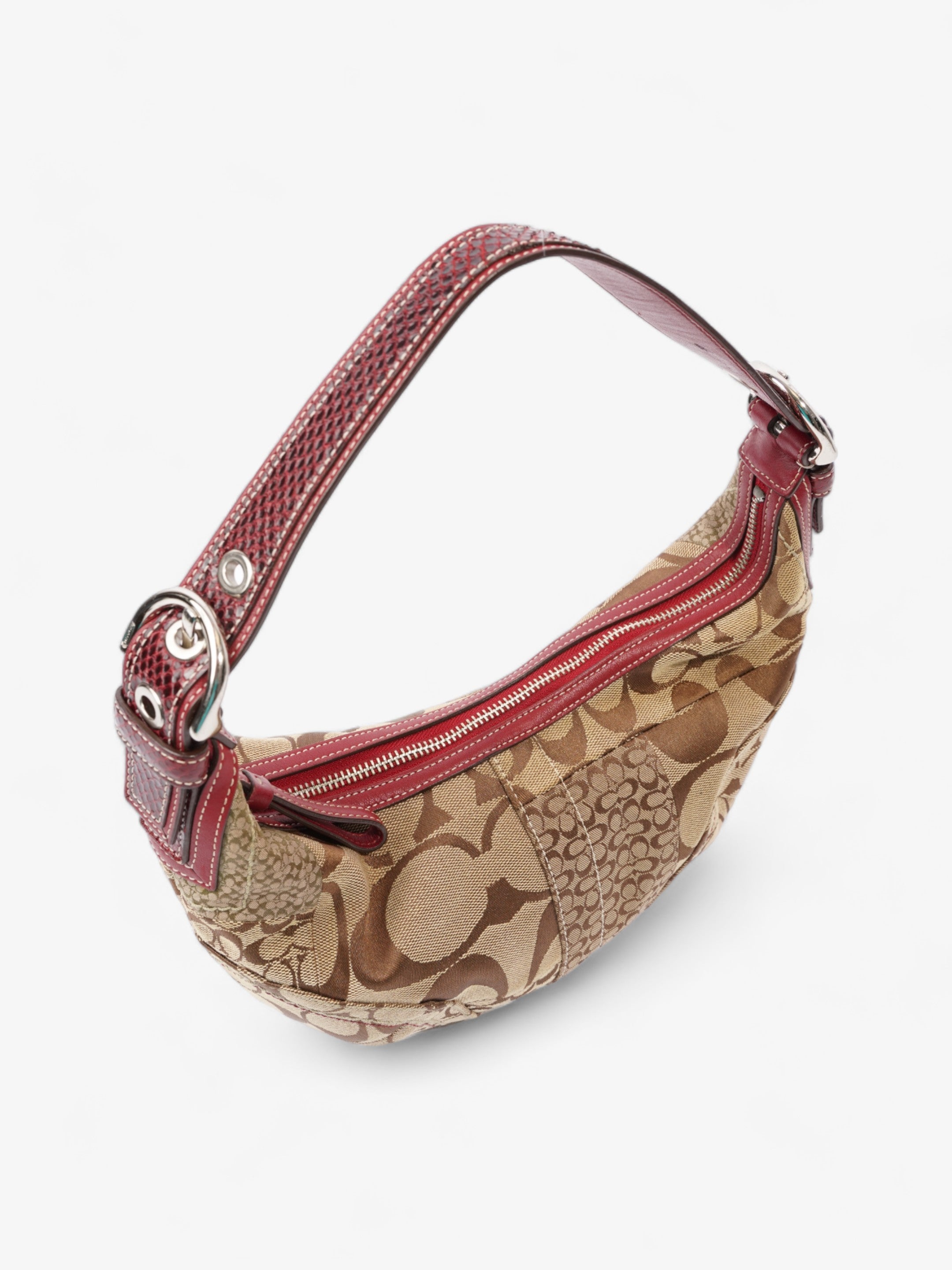 Coach Hobo Brown  / Red Canvas
