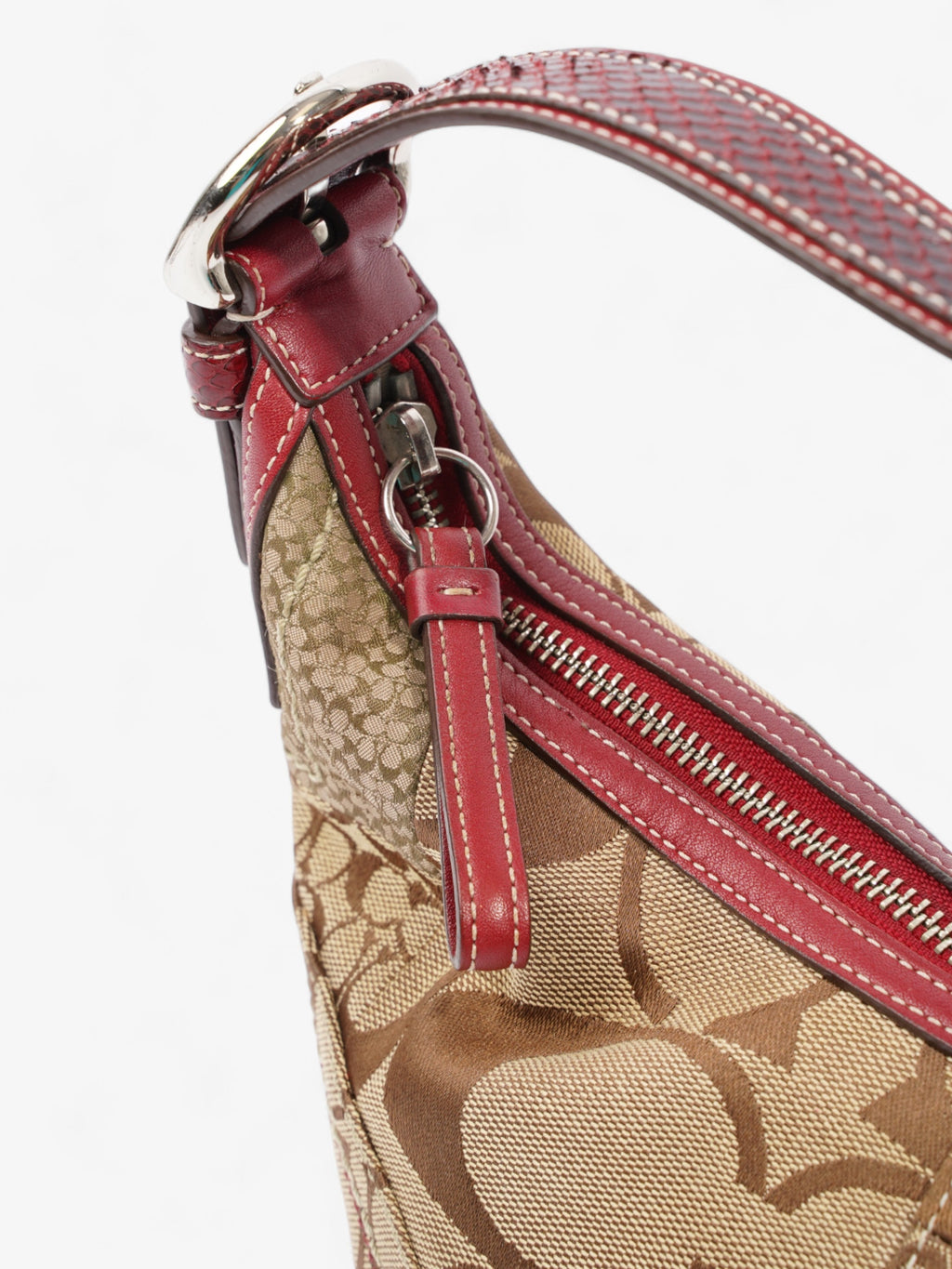 Coach Hobo Brown  / Red Canvas
