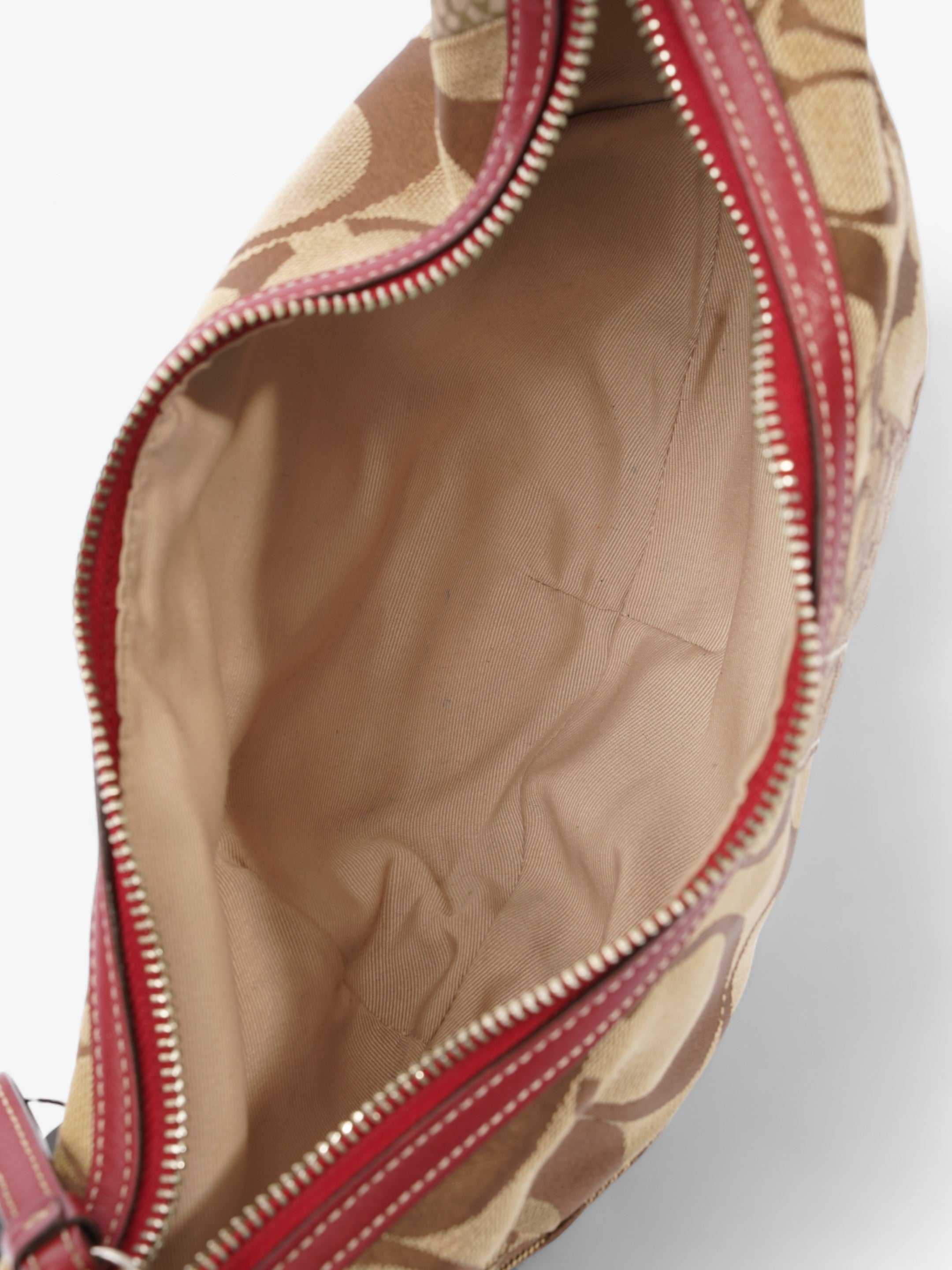 Coach Hobo Brown  / Red Canvas