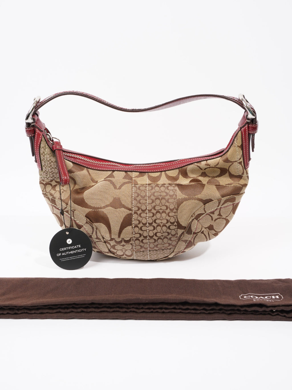 Coach Hobo Brown  / Red Canvas